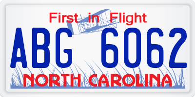 NC license plate ABG6062