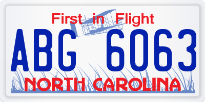 NC license plate ABG6063