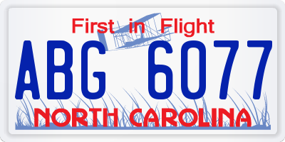 NC license plate ABG6077