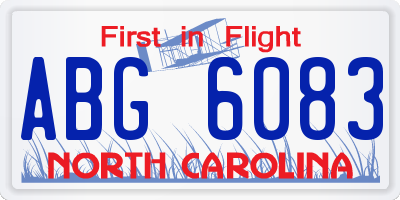 NC license plate ABG6083