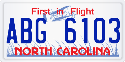 NC license plate ABG6103