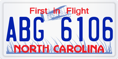 NC license plate ABG6106