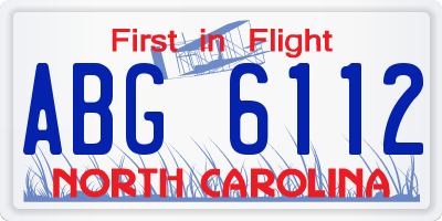 NC license plate ABG6112