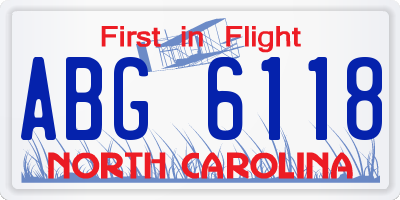 NC license plate ABG6118