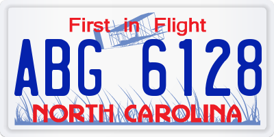 NC license plate ABG6128