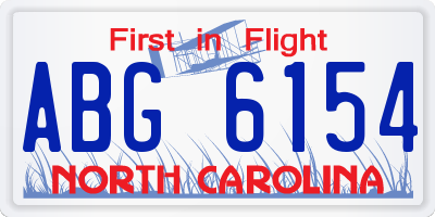 NC license plate ABG6154