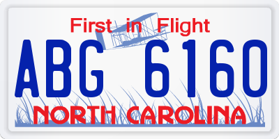NC license plate ABG6160