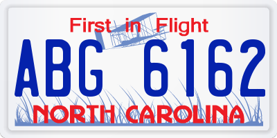 NC license plate ABG6162