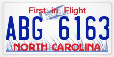NC license plate ABG6163