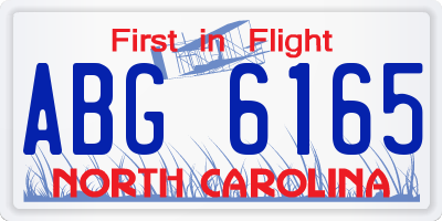 NC license plate ABG6165