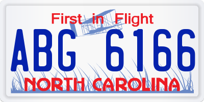 NC license plate ABG6166