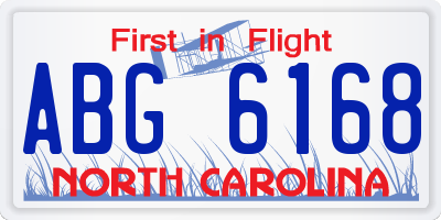 NC license plate ABG6168
