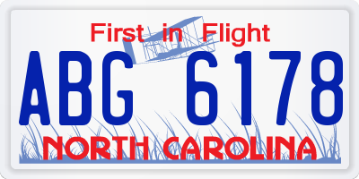 NC license plate ABG6178