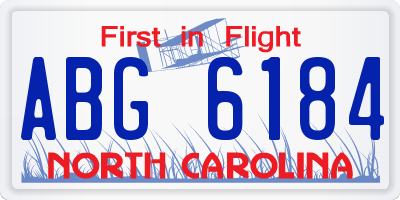 NC license plate ABG6184