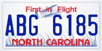 NC license plate ABG6185