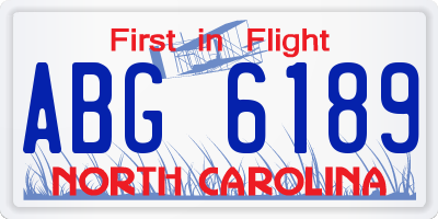 NC license plate ABG6189