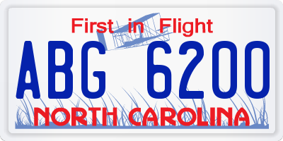 NC license plate ABG6200