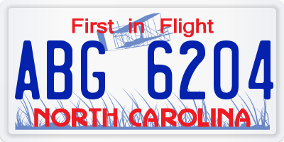 NC license plate ABG6204
