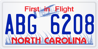 NC license plate ABG6208