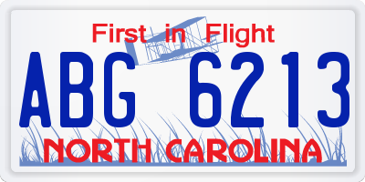 NC license plate ABG6213