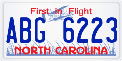 NC license plate ABG6223