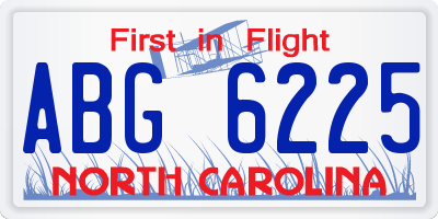 NC license plate ABG6225