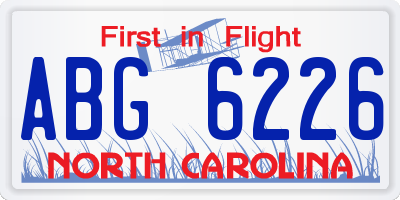 NC license plate ABG6226