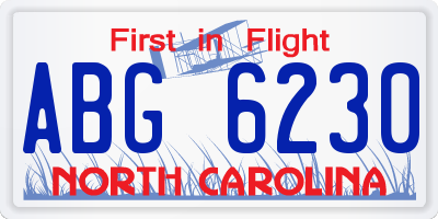 NC license plate ABG6230