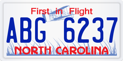 NC license plate ABG6237