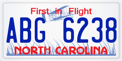 NC license plate ABG6238