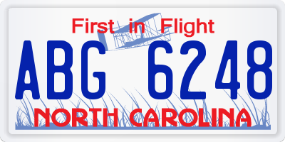 NC license plate ABG6248