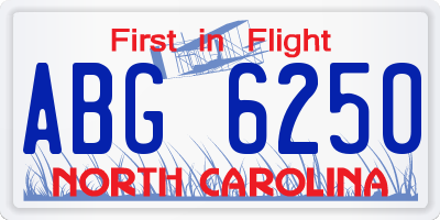 NC license plate ABG6250