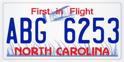 NC license plate ABG6253