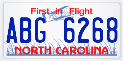 NC license plate ABG6268