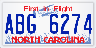 NC license plate ABG6274