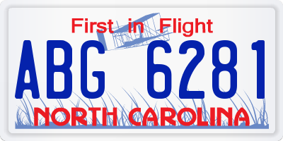NC license plate ABG6281
