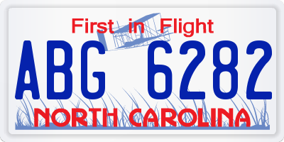 NC license plate ABG6282