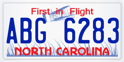 NC license plate ABG6283