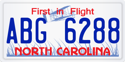 NC license plate ABG6288