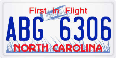 NC license plate ABG6306