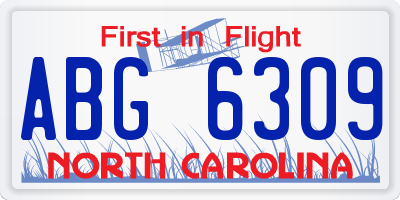 NC license plate ABG6309