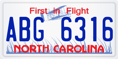 NC license plate ABG6316