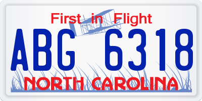 NC license plate ABG6318