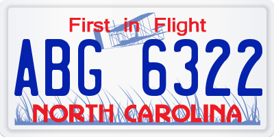 NC license plate ABG6322
