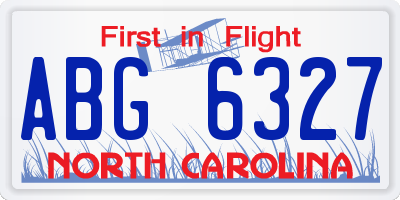 NC license plate ABG6327