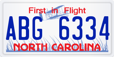 NC license plate ABG6334