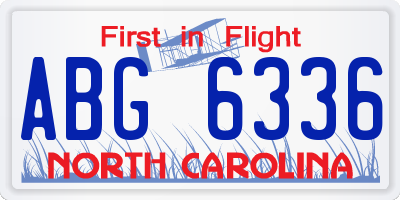 NC license plate ABG6336