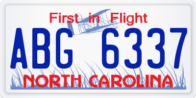 NC license plate ABG6337