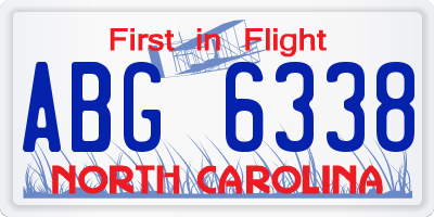 NC license plate ABG6338