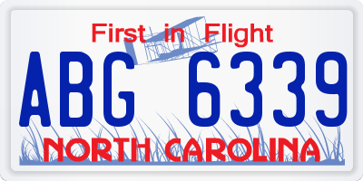 NC license plate ABG6339